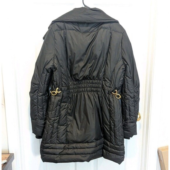 Guess Black Longline Down Feather Puffer Coat Y2K Gold Hardware Urban Streetwear - Picture 4 of 8